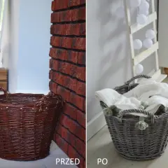 Przed i po: jak zrobić wiata na kosze na śmieci. Zmiana koloru wiklinowego kosza na szary.