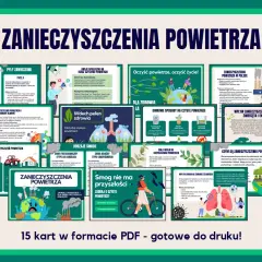 Zanieczyszczenie powietrza: jak zmniejszyć zanieczyszczenie środowiska. 15 kart PDF o jakości powietrza, jego źródłach i wpływie na zdrowie.