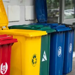 Kolorowe pojemniki na śmieci: czerwony, żółty, zielony i niebieski. Ile pojemników na śmieci na osobę?