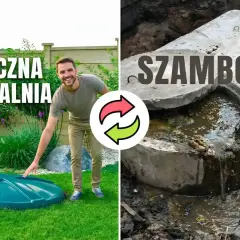 Przemiana szamba w ekologiczną oczyszczalnię. Po lewej nowoczesne rozwiązanie, po prawej problematyczne szambo.
