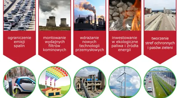Ograniczanie emisji spalin, montaż filtrów, wdrażanie nowych technologii, ekologiczne paliwa i tworzenie pasów zieleni to sposoby na walkę z zanieczyszczeniami antropogenicznymi środowiska.