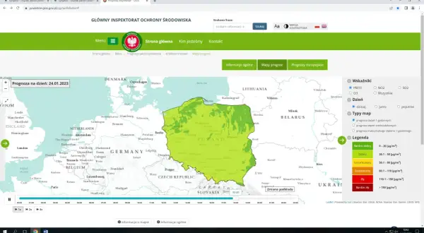 Mapa jakości powietrza w Europie. Sprawdź, gdzie zgłaszać zanieczyszczenie środowiska, analizując prognozy i legendę.