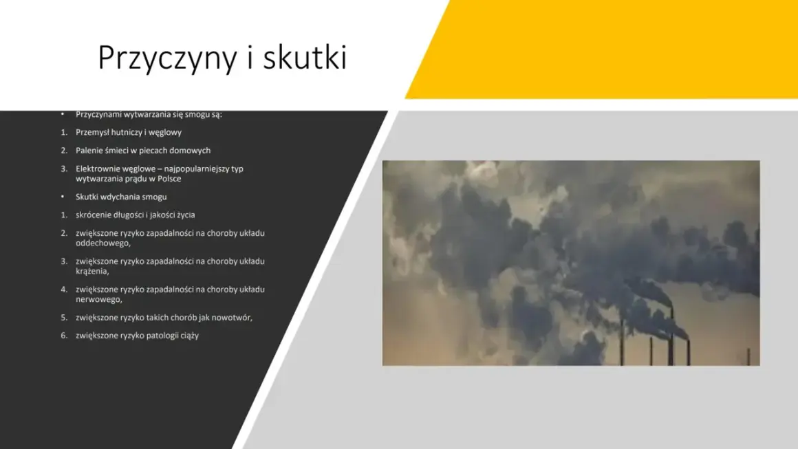 Dymiące kominy fabryczne na tle pochmurnego nieba.